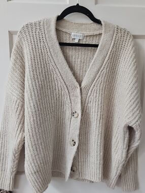 Apricot- Cream Chunky Knit Button Cardigan